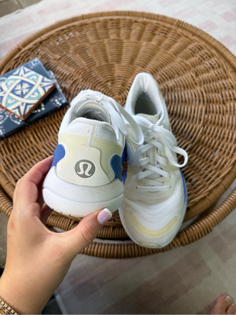 lululemon athletica White and Blue Athletic Sneakers